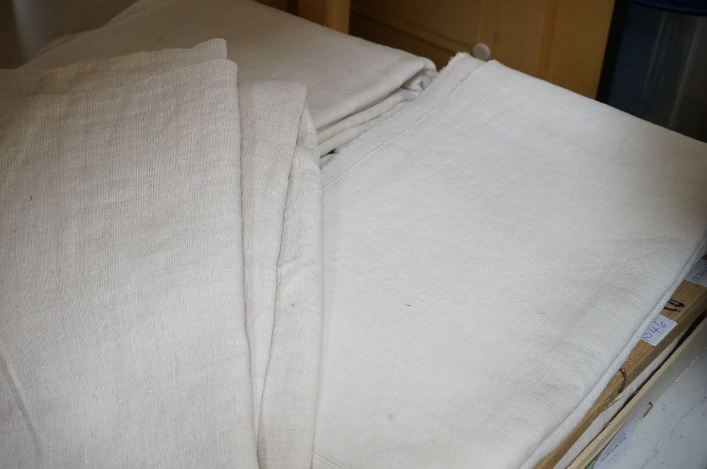 Six plain coarse linen French provincial sheets